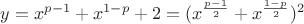$y=x^{p-1}+x^{1-p}+2=(x^{\frac{p-1}{2}}+x^{\frac{1-p}{2}})^2$