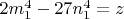 $2m_1^4 - 27n_1^4 = z$