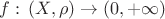$f:\,(X,\rho)\to(0,+\infty)$