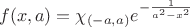 $$ f(x,a)=\chi_{(-a,a)}e^{-\frac{1}{a^2-x^2}}$$