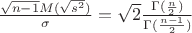 $\frac{\sqrt{n-1}M(\sqrt{s^{2}})}{\sigma}=\sqrt{2}\frac{\Gamma (\frac{n}{2})}{\Gamma (\frac{n-1}{2})}$