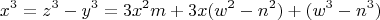 $$x^3 = z^3-y^3 = 3x^2m + 3x(w^2-n^2) + (w^3-n^3) $$