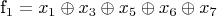f_1 = x_1 \oplus x_3 \oplus x_5 \oplus x_6 \oplus x_7