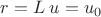 $r=L \: u=u_0$ $r=L \: u=u_0$