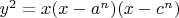$y^2=x(x-a^n)(x-c^n)$