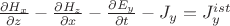 $\frac{\partial H_x}{\partial z}-\frac{\partial H_z}{\partial x}-\frac{\partial E_y}{\partial t}-J_y =J^{ist}_y$