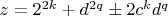 $z=2^{2k}+d^{2q}\pm2c^kd^q$