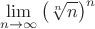 $$\lim\limits_{n\to\infty} \left (\sqrt[n] n\right )^n$$