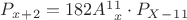 $P_x_+_2 = 182A^1^1 _x \cdot P _X_-_1_1$