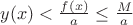 $y(x)<\frac{f(x)}{a}\leq \frac{M}{a}$