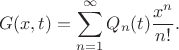 $$G(x,t)=\sum_{n=1}^{\infty} Q_n(t) \frac{x^n}{n!}.$$