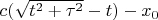 $c(\sqrt{t^2+\tau^2} - t) - x_0$