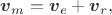 $$\boldsymbol v_m=\boldsymbol v_e+\boldsymbol v_r,$$