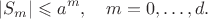 $$
|S_m| \leqslant a^m,\quad m=0,\dots,d.
$$