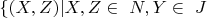 $\{(X, Z) | X, Z \in\ N, Y \in\ J $