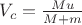 $V_c=\frac{Mu}{M+m}$