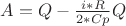 ${A} = {Q} - \frac{i * R}{2* Cp} {Q}$