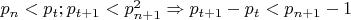 $p_n<p_t;p_{t+1}<p_{n+1}^2 \Rightarrow p_{t+1}-p_t < p_{n+1}-1$