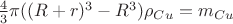 $\frac{4}{3}\pi ((R+r)^3-R^3)\rho_{Cu} = m_{Cu}$