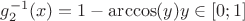 $g_2^{-1}(x)=1 - \arccos(y) y \in [0;1]$