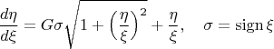 $$\frac{d\eta}{d\xi}=G\sigma\sqrt{1+\Big(\frac{\eta}{\xi}\Big)^2}+\frac{\eta}{\xi},\quad \sigma=\mathrm{sign}\,\xi$$