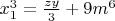 $x_1^3=\frac{zy}{3}+9m^6$