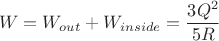 $$W=W_{out}+W_{inside}=\frac{3Q^2}{5R}$$