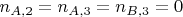 $n_{A,2}=n_{A,3}=n_{B,3}=0$