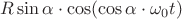$R \sin \alpha \cdot \cos(\cos\alpha \cdot \omega_0 t)$