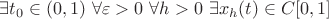 $\exists t_0\in(0,1)\ \forall \varepsilon>0\ \forall h>0\ \exists x_h(t)\in C[0,1]$