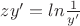 $zy'=ln\frac{1}{y'}$