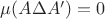 $\mu(A\Delta A')=0$