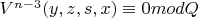 $V^{n-3}(y,z,s,x)\equiv0modQ$