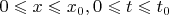 $0\leqslant x \leqslant x_0, 0\leqslant t \leqslant t_0$