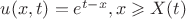 $u(x,t)=e^{t-x}, x \geqslant X(t)$