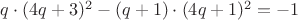 $q \cdot (4q+3)^2-(q+1) \cdot (4q+1)^2=-1$