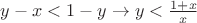$y-x < 1 - y \rightarrow y < \frac{1+x}{x}$ $y-x < 1 - y \rightarrow y < \frac{1+x}{x}$