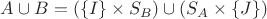 $A \cup B = (\{I\} \times S_B) \cup (S_A  \times \{J\})$