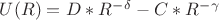 $U(R) = D*R^-^\delta - C*R^-^\gamma$