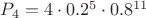 $P_4=4\cdot0.2^5\cdot 0.8^{11}$