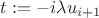 $t:= -i\lambda u_{i+1}$