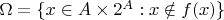 $\Omega =\{x \in A \times 2^A : x \notin f(x)\}$