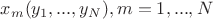 $x_m(y_1,...,y_N),m=1,...,N$