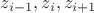 $z_{i-1},z_i,z_{i+1}$