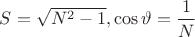 $S=\sqrt{N^2-1}, \cos\vartheta=\dfrac{1}{N}$