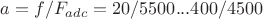 $a=f/F_{adc}=20/5500...400/4500$