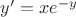 $y'=x e^{-y}$