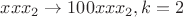 $xxx_2 \to 100xxx_2, k=2$
