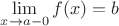 $\lim\limits_{x\to a-0}f(x)=b$
