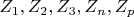 $ Z_1,  Z_2,  Z_3,  Z_n,  Z_p $
